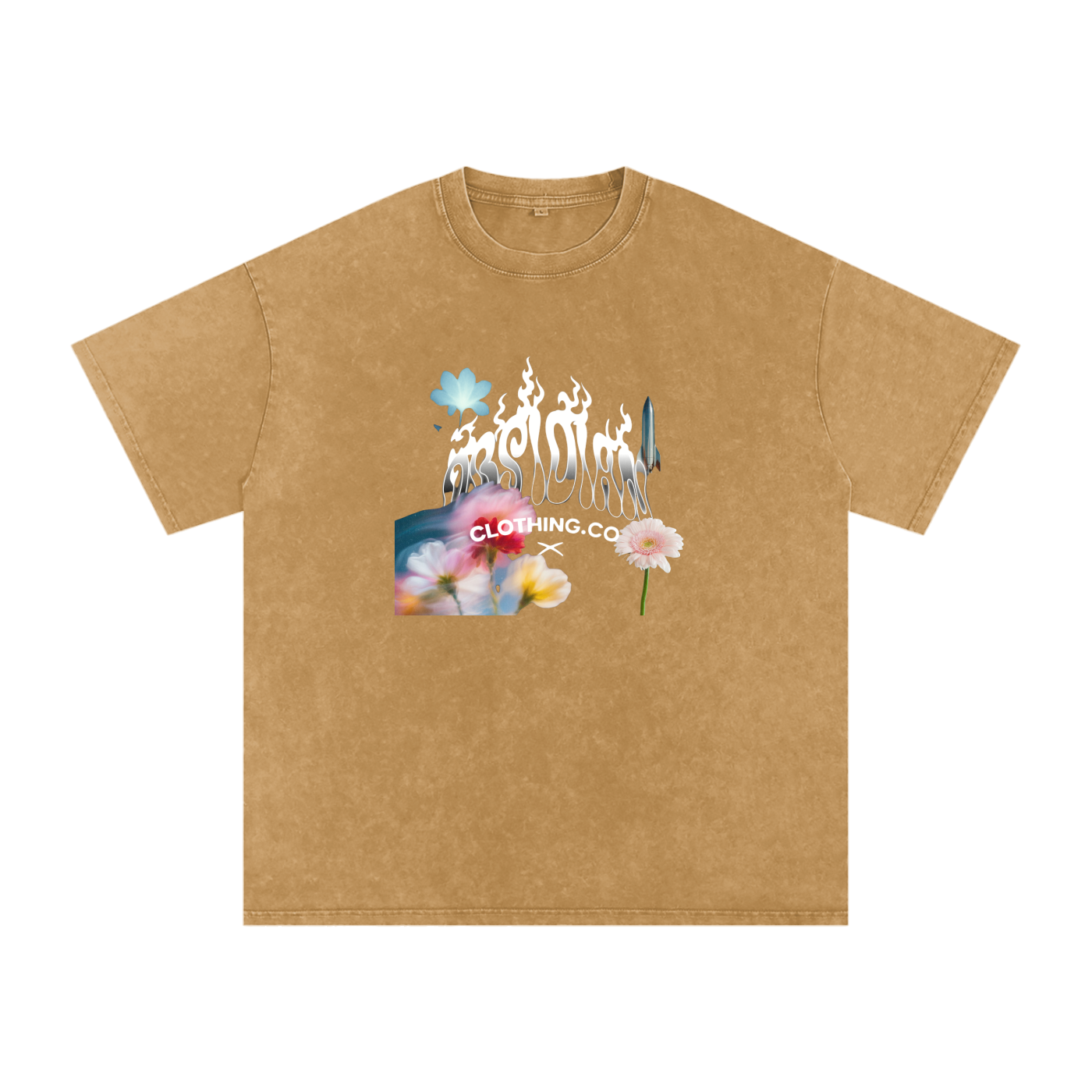 "GONE" Snow Washed Oversized Cotton T-Shirt