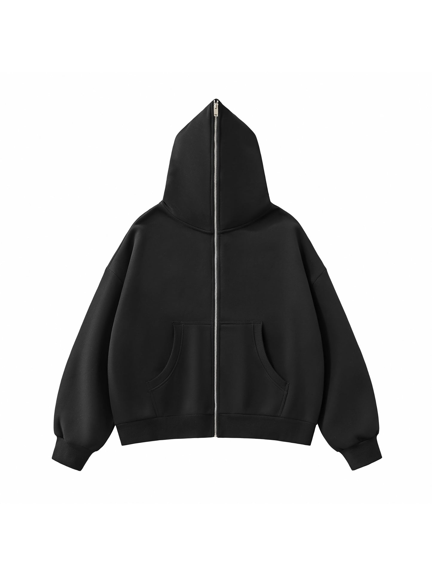"GONE" Fleeced Full-Zip Boxy Hoodie