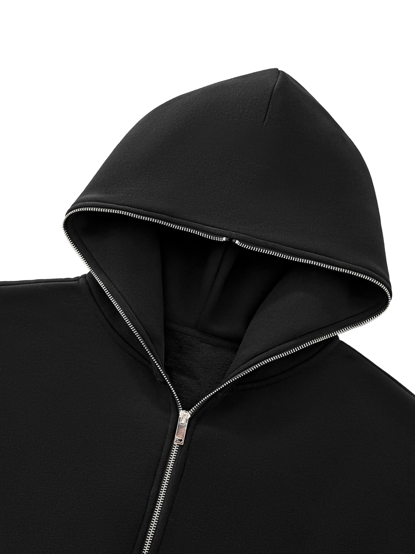 "GONE" Fleeced Full-Zip Boxy Hoodie