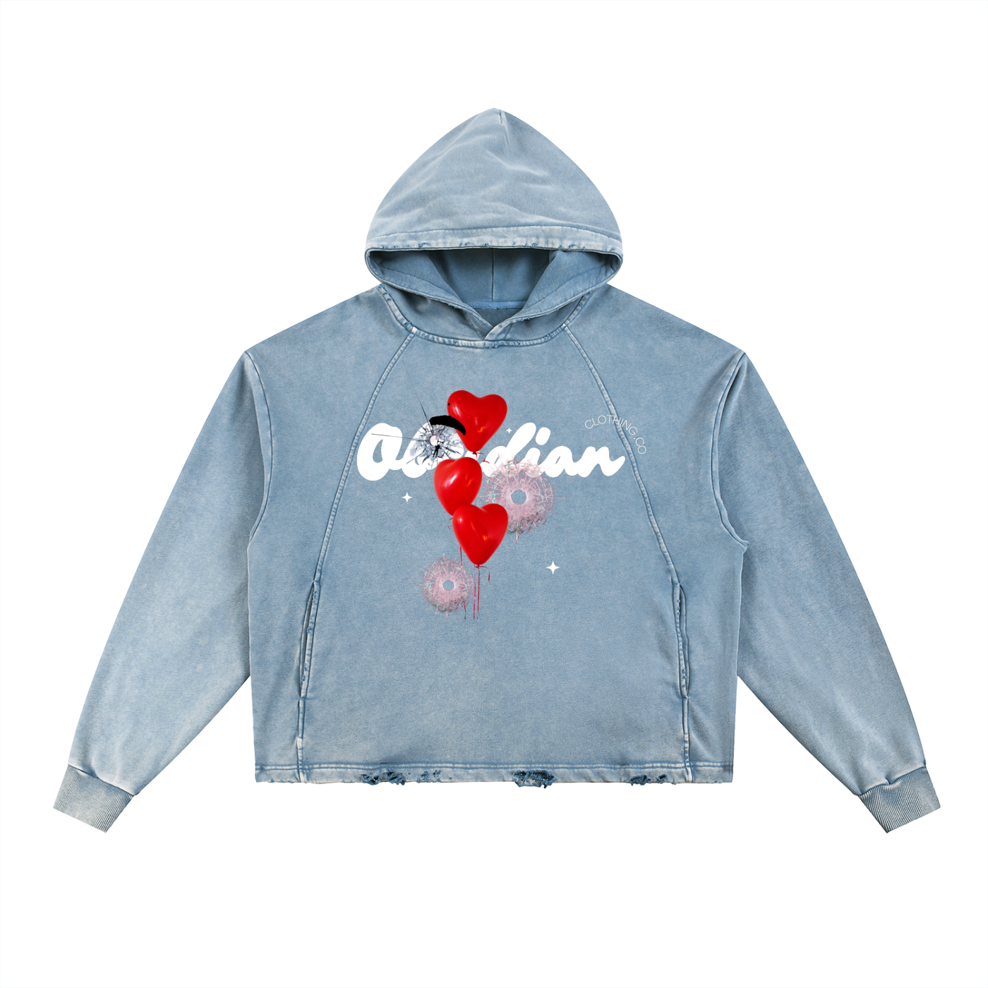 Obsidian “Missed” Vintage Washed Frayed-Hem Hoodie