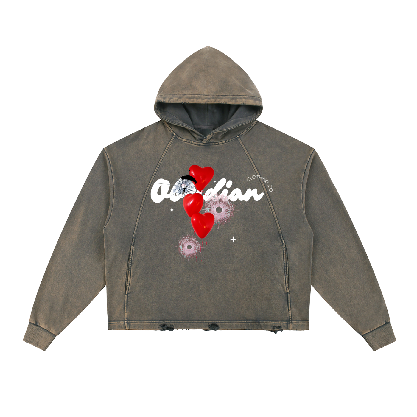 Obsidian “Missed” Vintage Washed Frayed-Hem Hoodie