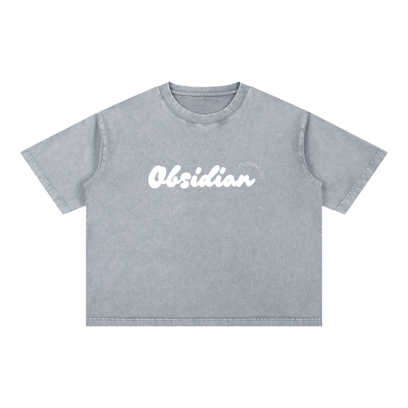 Obsidian “LOGO” Mineral Wash Boxy Cotton T-Shirt