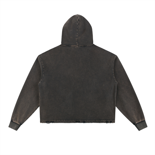 Obsidian “Kill Shot” Vintage Washed Frayed-Hem Hoodie