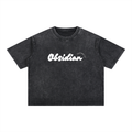 Obsidian “LOGO” Mineral Wash Boxy Cotton T-Shirt