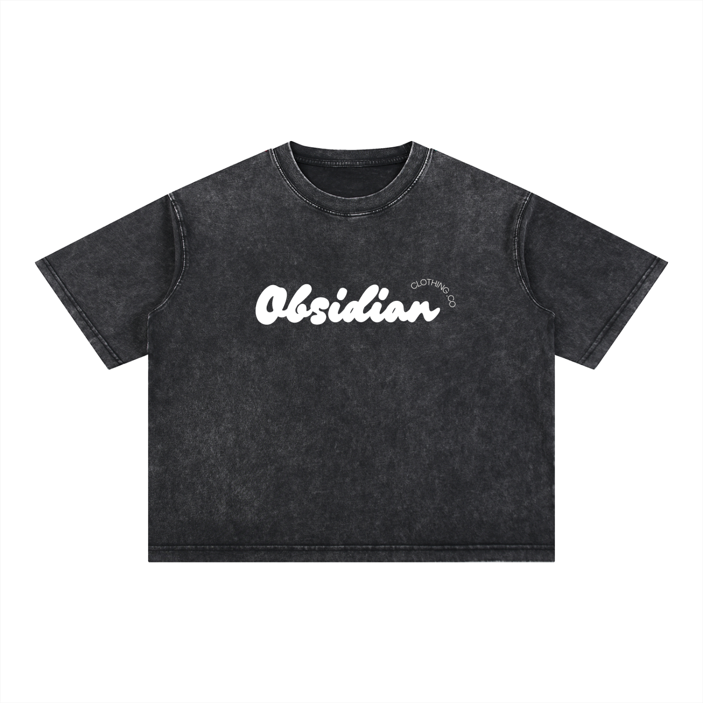 Obsidian “LOGO” Mineral Wash Boxy Cotton T-Shirt