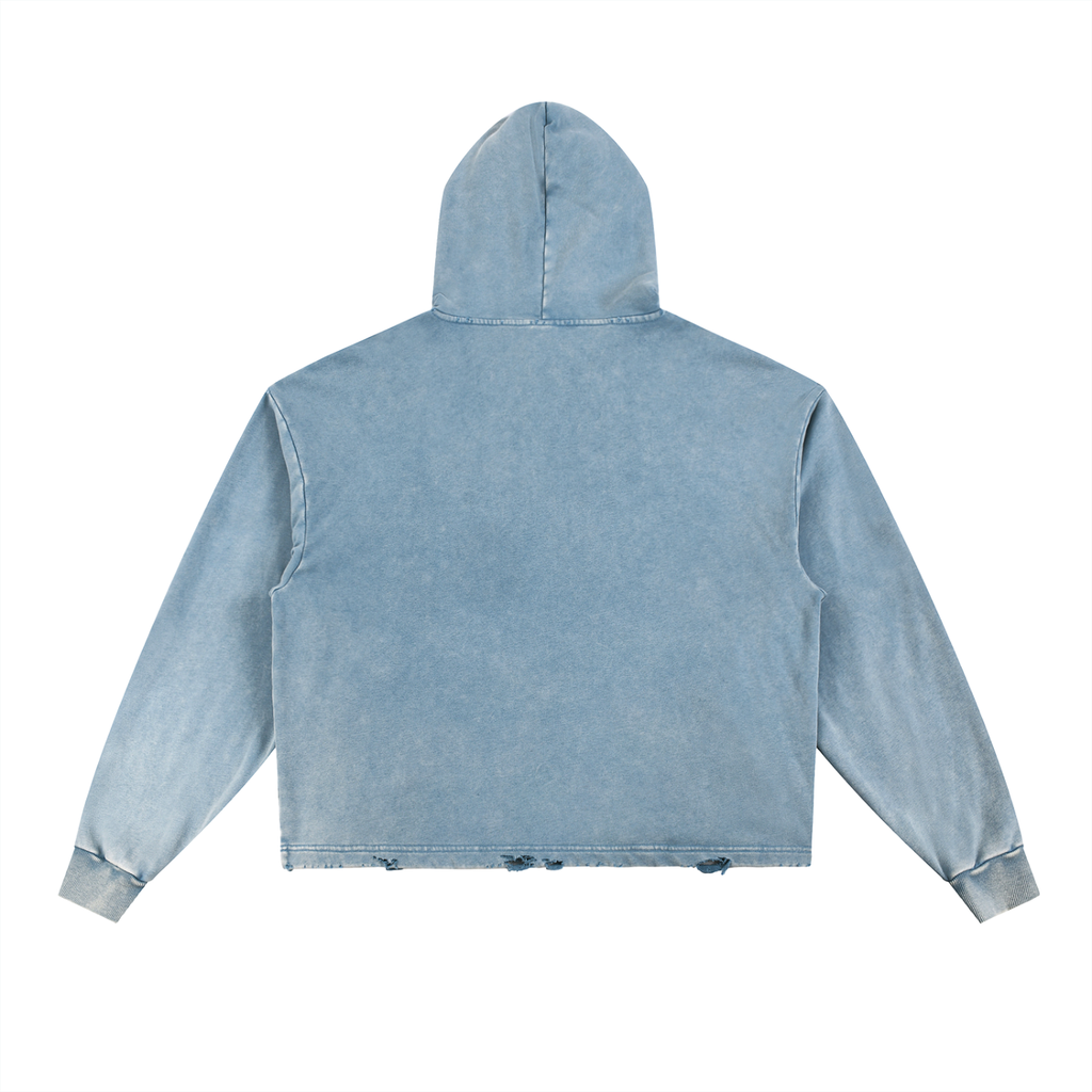 Obsidian “Nade Babe” Vintage Washed Frayed-Hem Hoodie