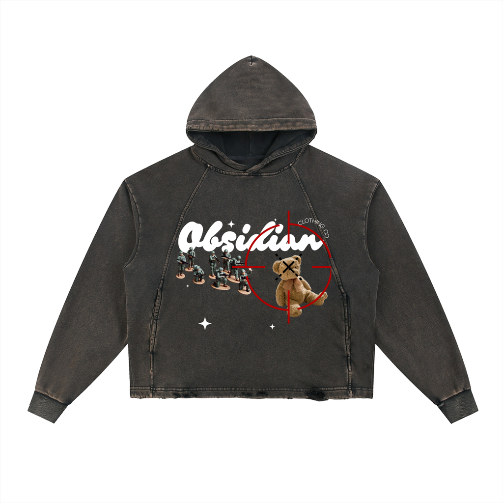 Obsidian “Kill Shot” Vintage Washed Frayed-Hem Hoodie