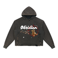 Obsidian “Kill Shot” Vintage Washed Frayed-Hem Hoodie
