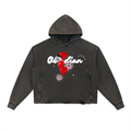 Obsidian “Missed” Vintage Washed Frayed-Hem Hoodie