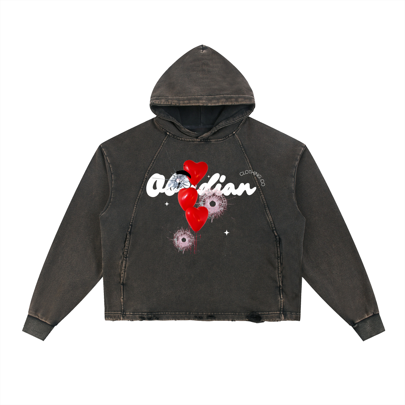 Obsidian “Missed” Vintage Washed Frayed-Hem Hoodie