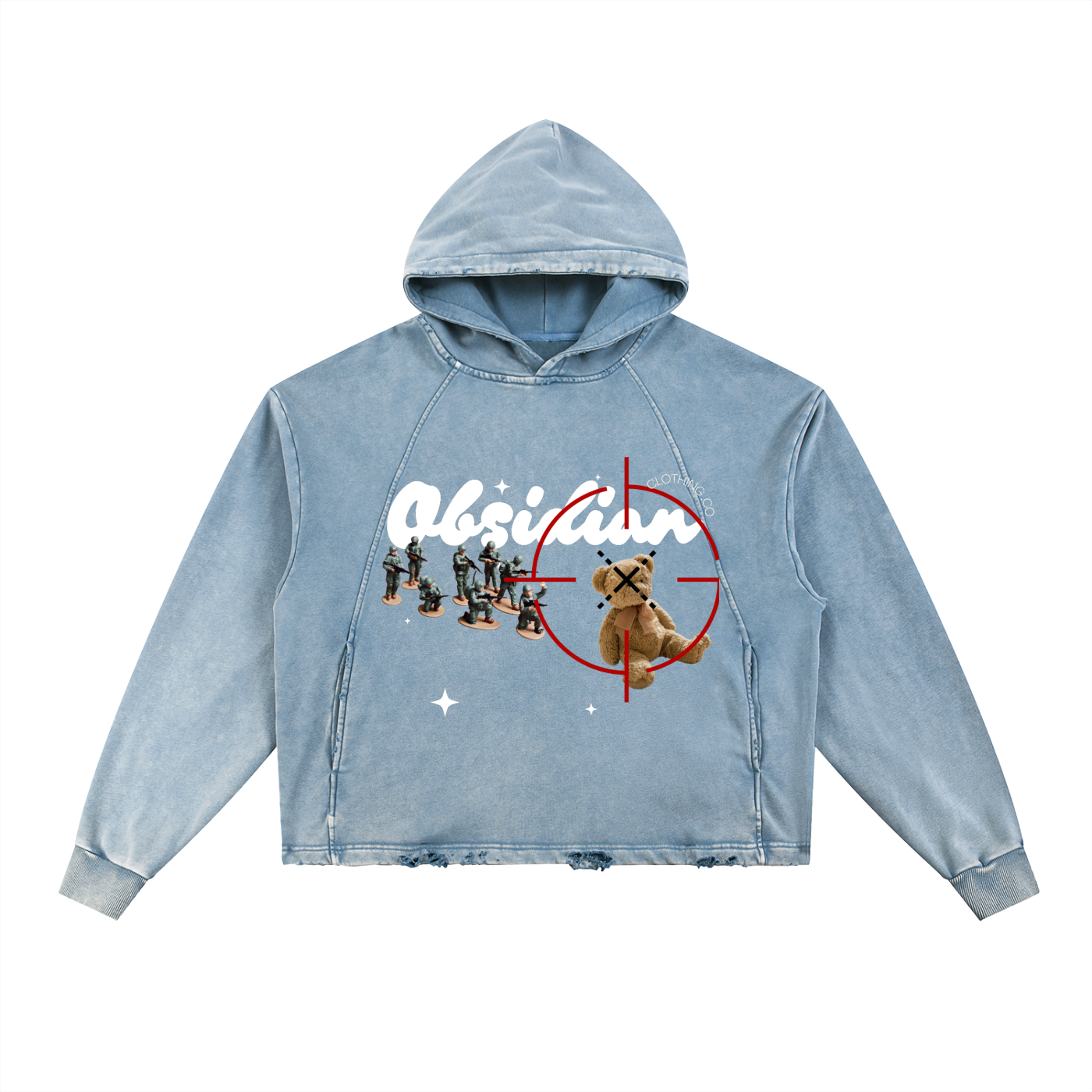 Obsidian “Kill Shot” Vintage Washed Frayed-Hem Hoodie
