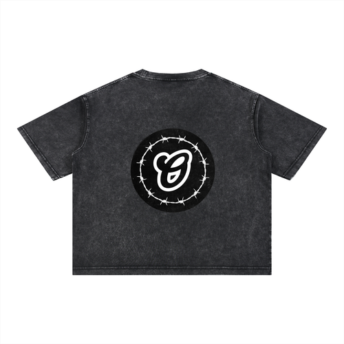 Obsidian “LOGO” Mineral Wash Boxy Cotton T-Shirt