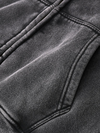 "GONE" Zip-Through Boxy Fleece Hoodie