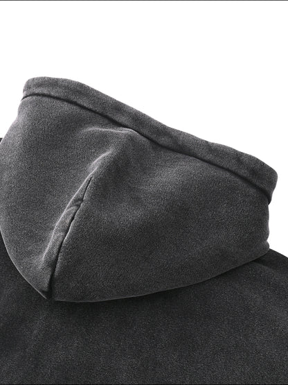 "GONE" Zip-Through Boxy Fleece Hoodie