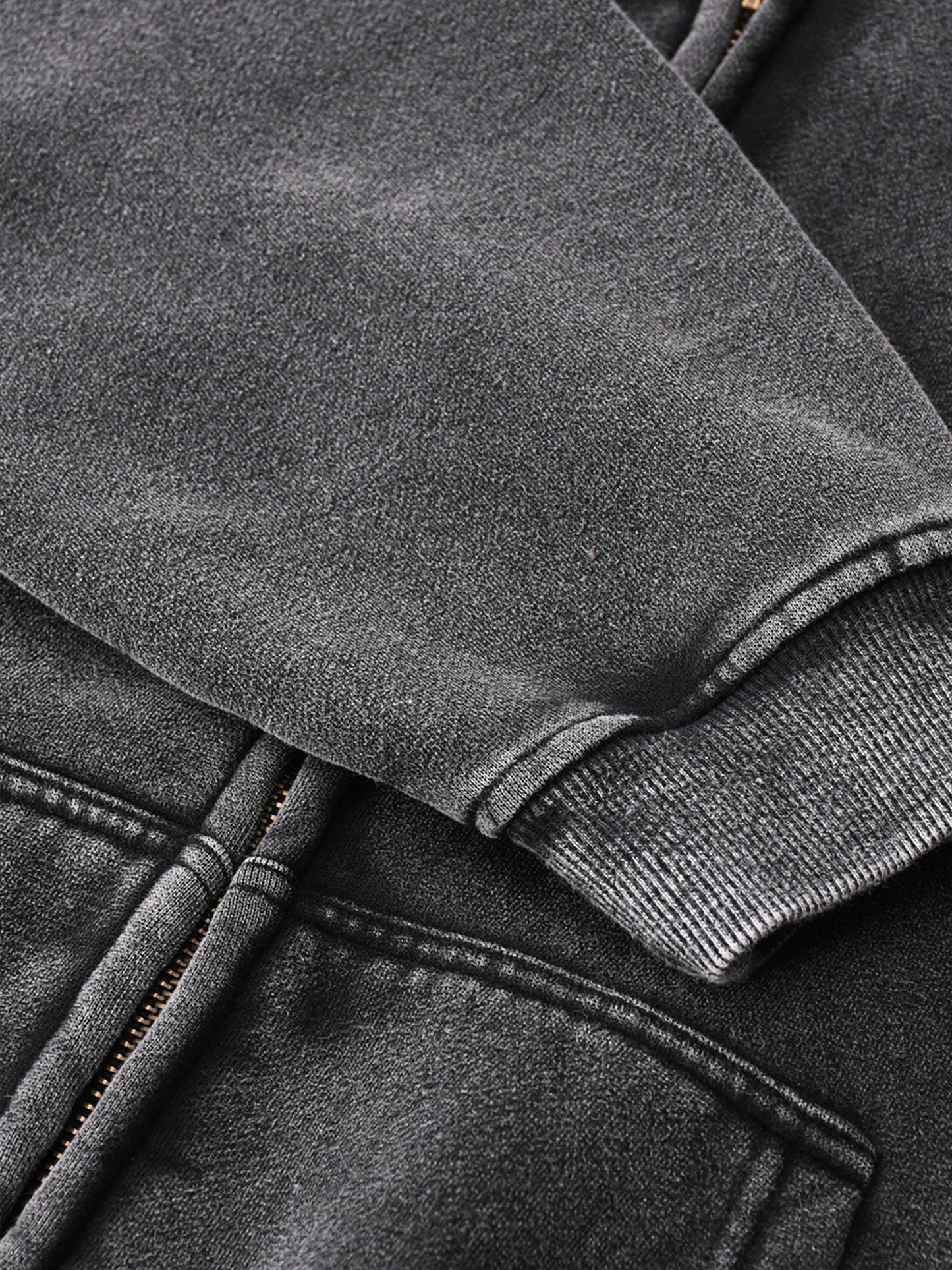 "GONE" Zip-Through Boxy Fleece Hoodie