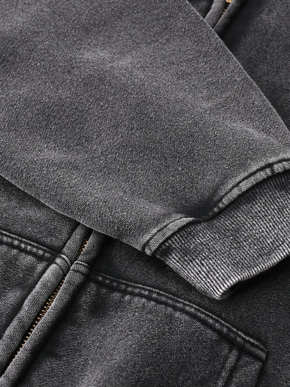 "GONE" Zip-Through Boxy Fleece Hoodie