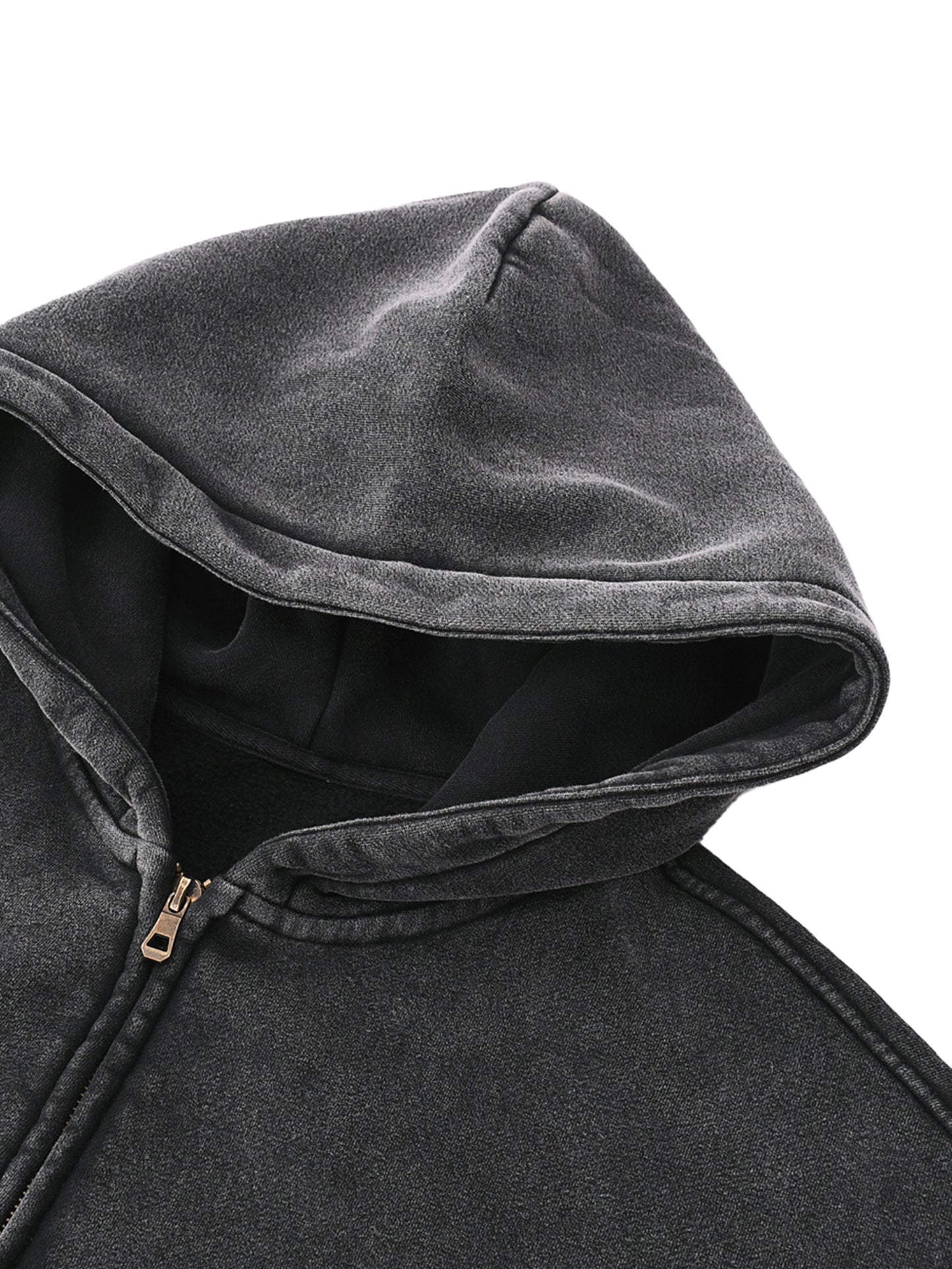 "GONE" Zip-Through Boxy Fleece Hoodie