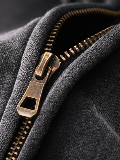 "GONE" Zip-Through Boxy Fleece Hoodie