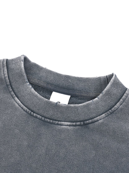 "GONE" Snow Washed Raw Edge Cropped Sweatshirt