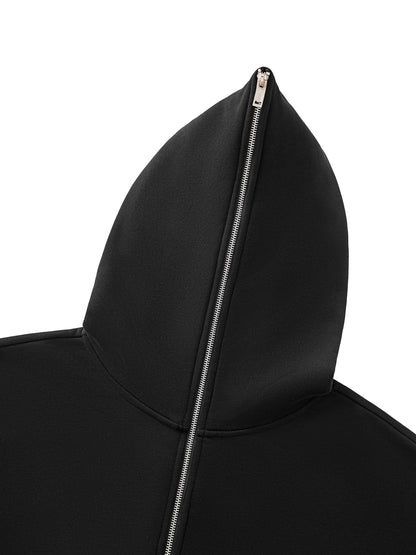 "GONE" Fleeced Full-Zip Boxy Hoodie