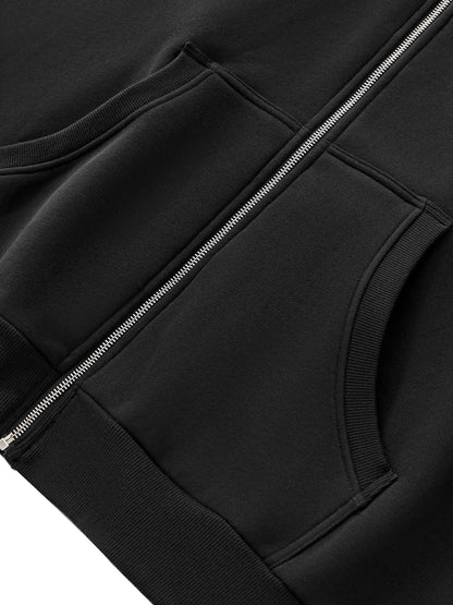 "GONE" Fleeced Full-Zip Boxy Hoodie